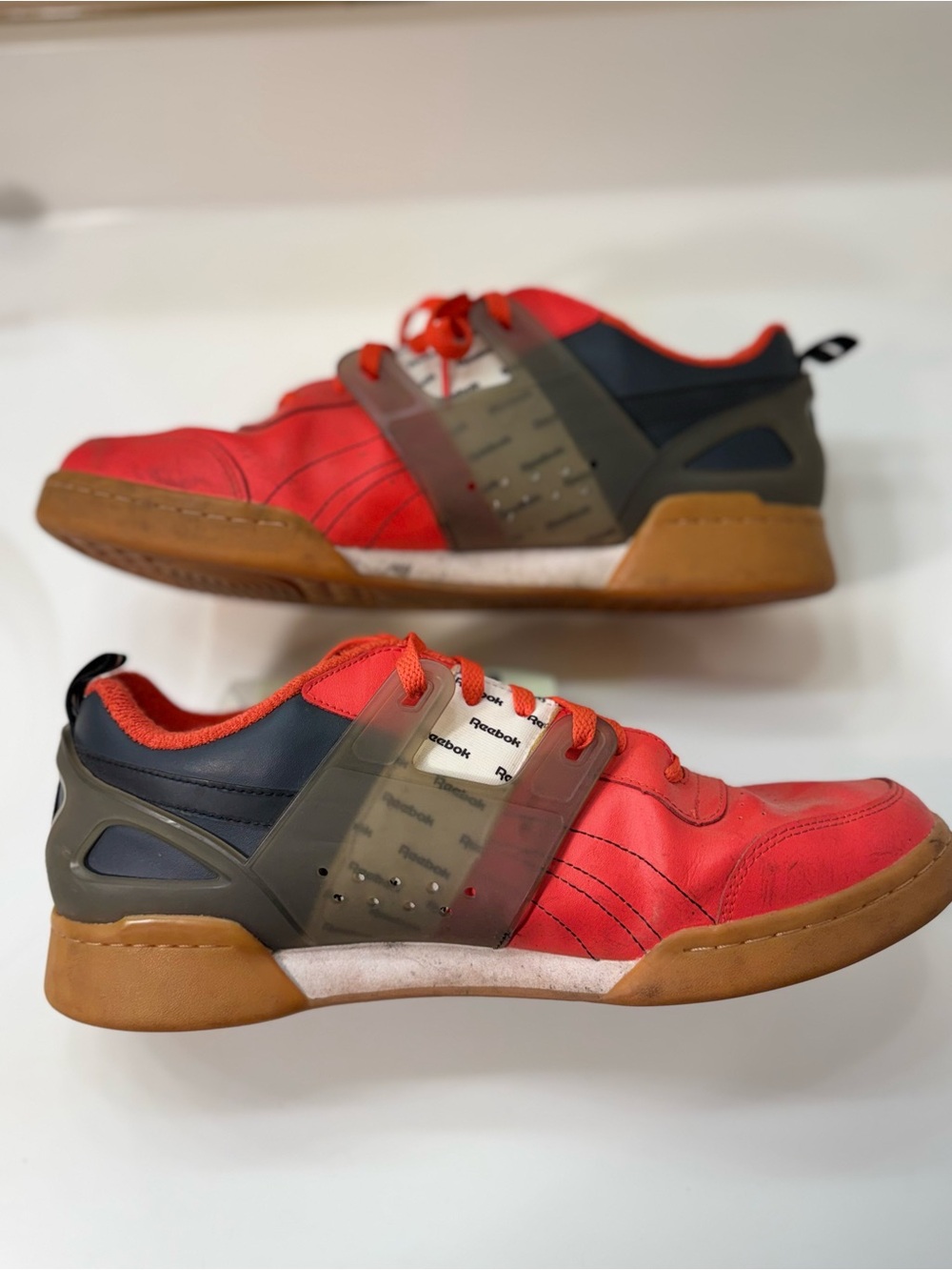 Reebok Men’s Red and Black Athletic Sneakers with Gum Sole